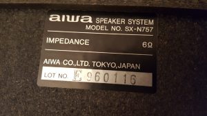 Aiwa Bookshelf Speakers Model SX-N757 3 Way Bass Reflex Speaker System Pair Japan